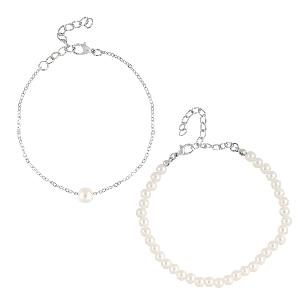 Oyster and Pearls Anklet - Set of 2