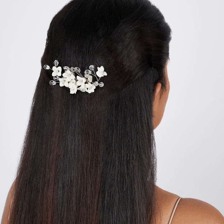 Lalea White Floral Hairpin