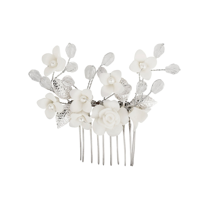 Lalea White Floral Hairpin