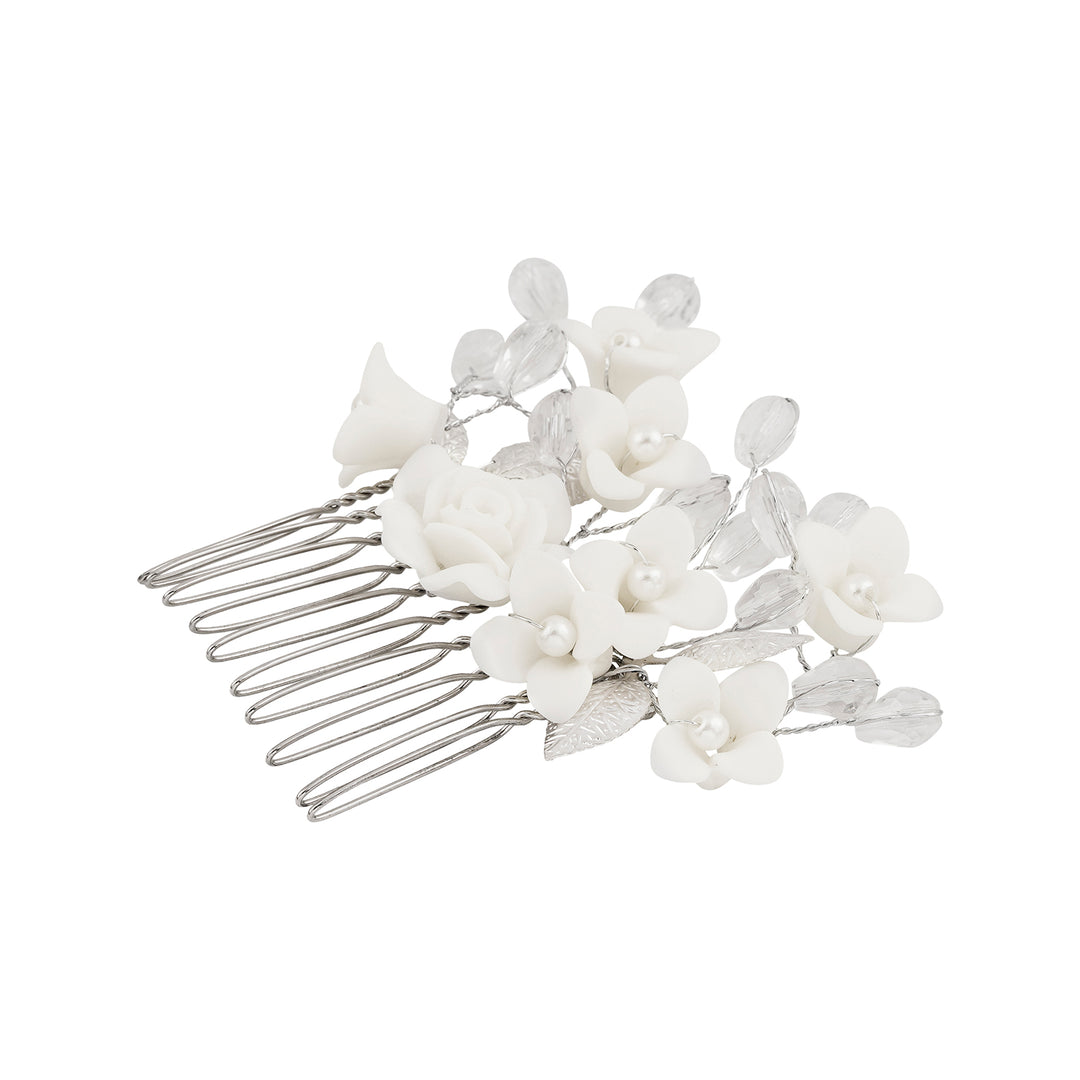 Lalea White Floral Hairpin