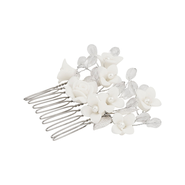 Lalea White Floral Hairpin