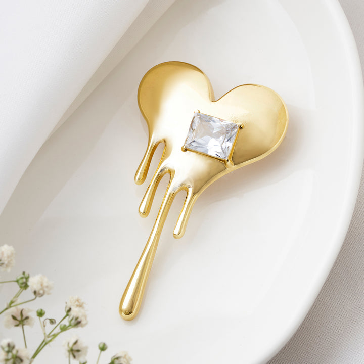 Melting Heart Gold Brooch