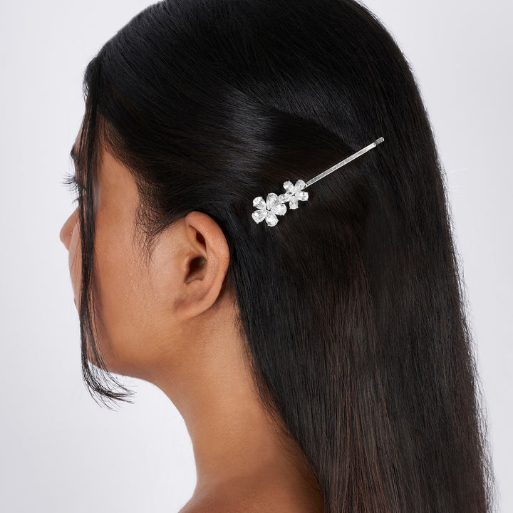 Anthemia Minimal Floral Silver hairpin