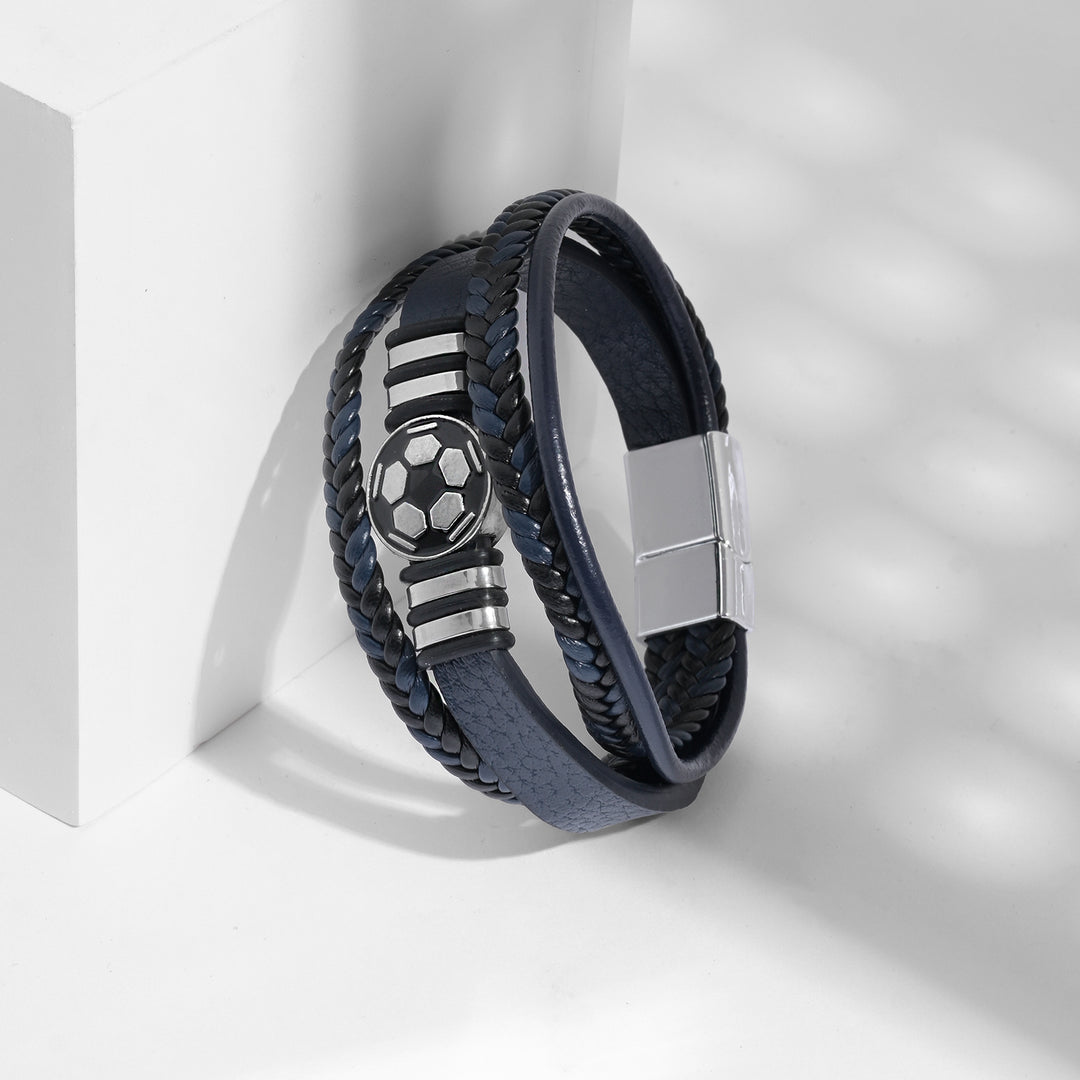 Bennington Blue Men's Leather Layered Bracelet