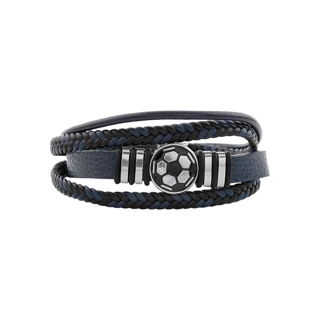 Bennington Blue Men's Leather Layered Bracelet