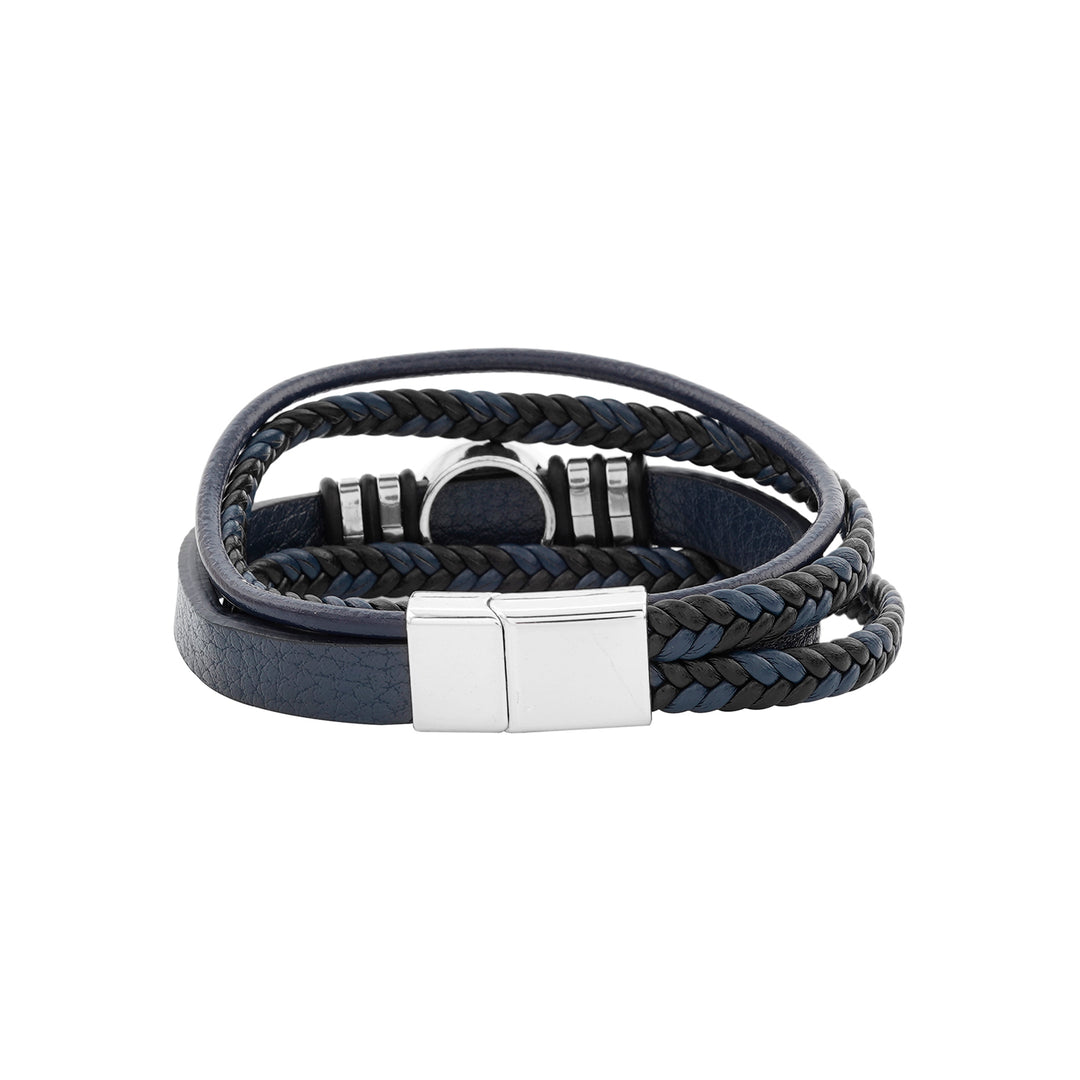 Bennington Blue Men's Leather Layered Bracelet