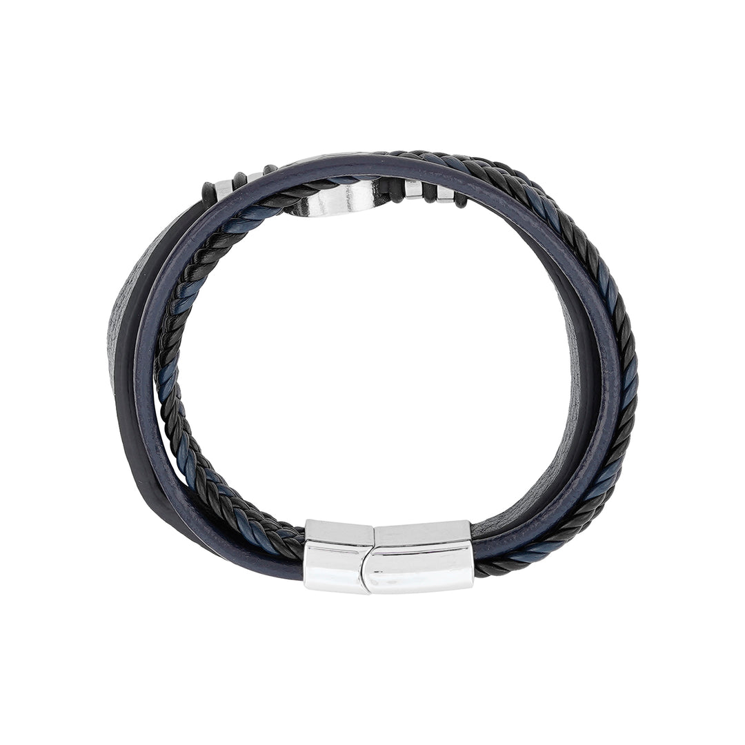 Bennington Blue Men's Leather Layered Bracelet
