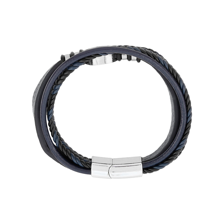 Bennington Blue Men's Leather Layered Bracelet