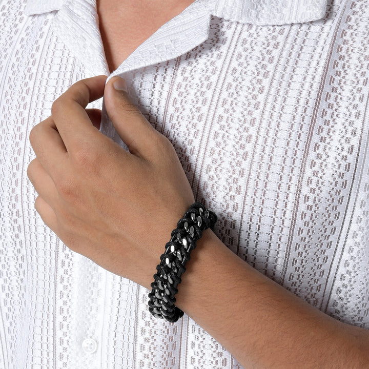 Typhon Silver Black Men's bracelet