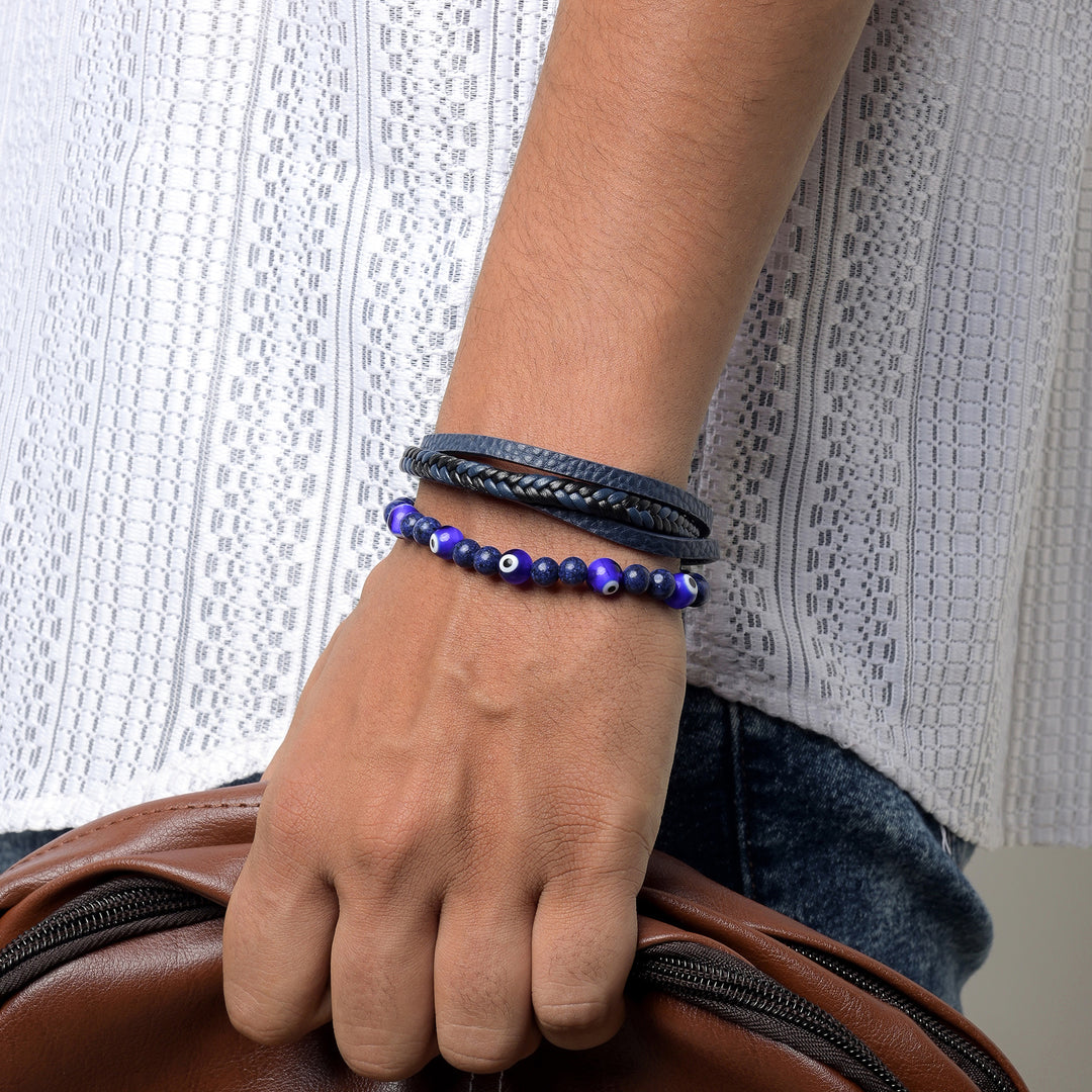 Battle Band Blue Evil Eye Men's Bracelet
