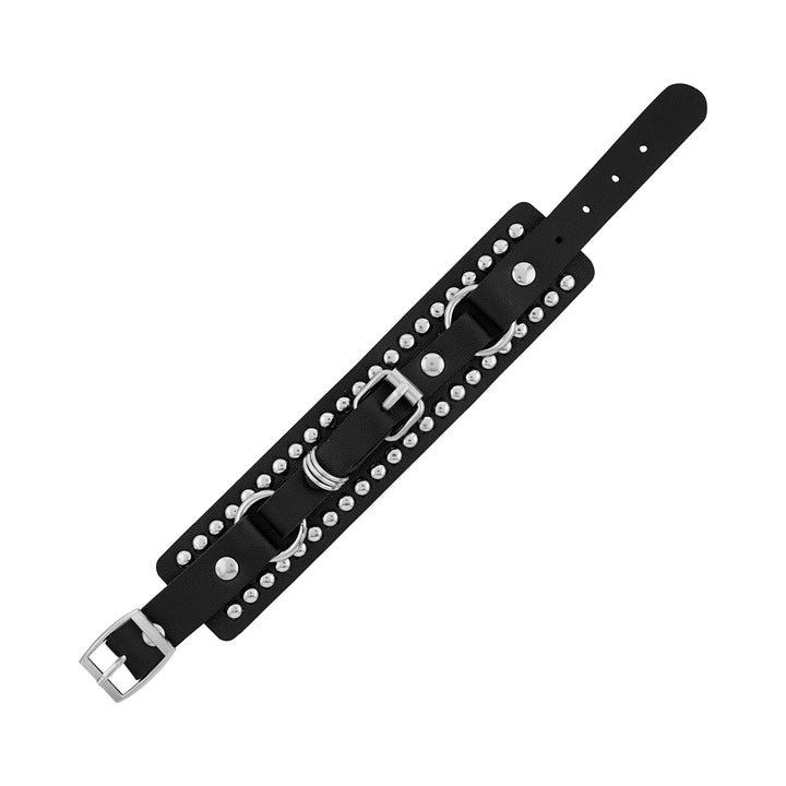 Circle of Life Men's Silver Black Leather Bracelet