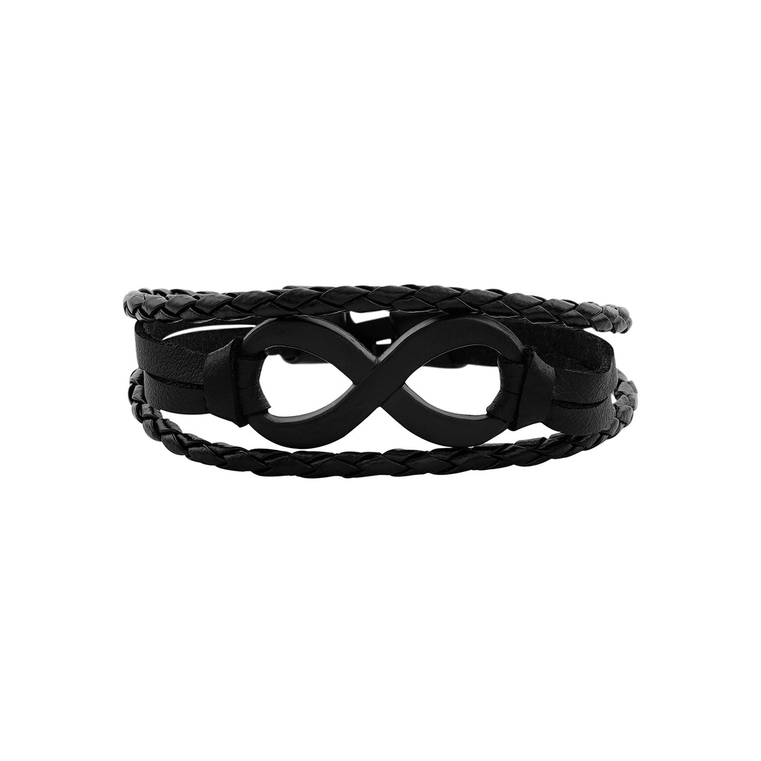 Infinite Men's Black Leather Bracelet