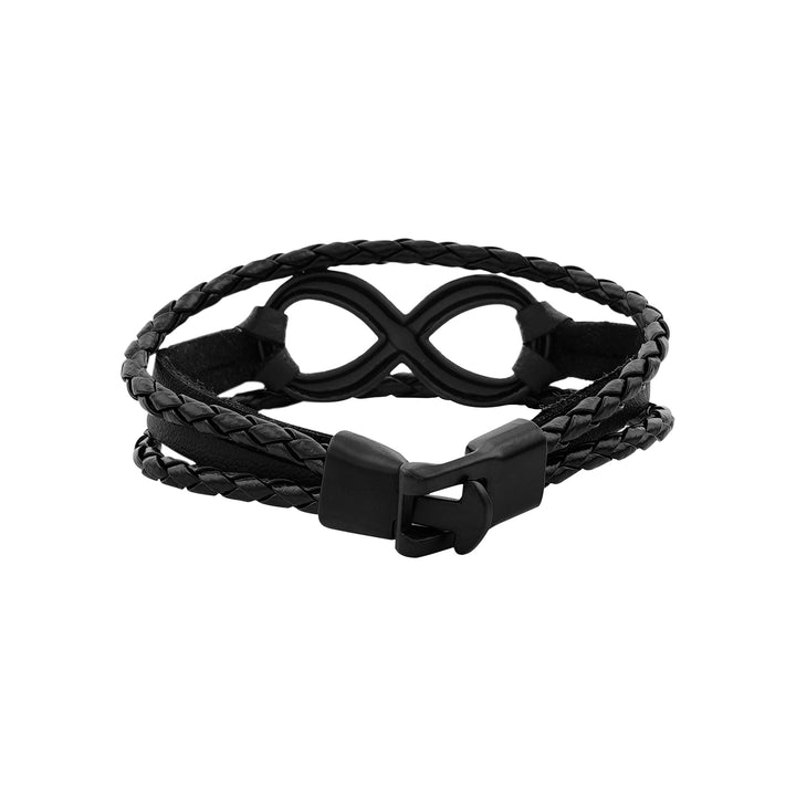 Infinite Men's Black Leather Bracelet