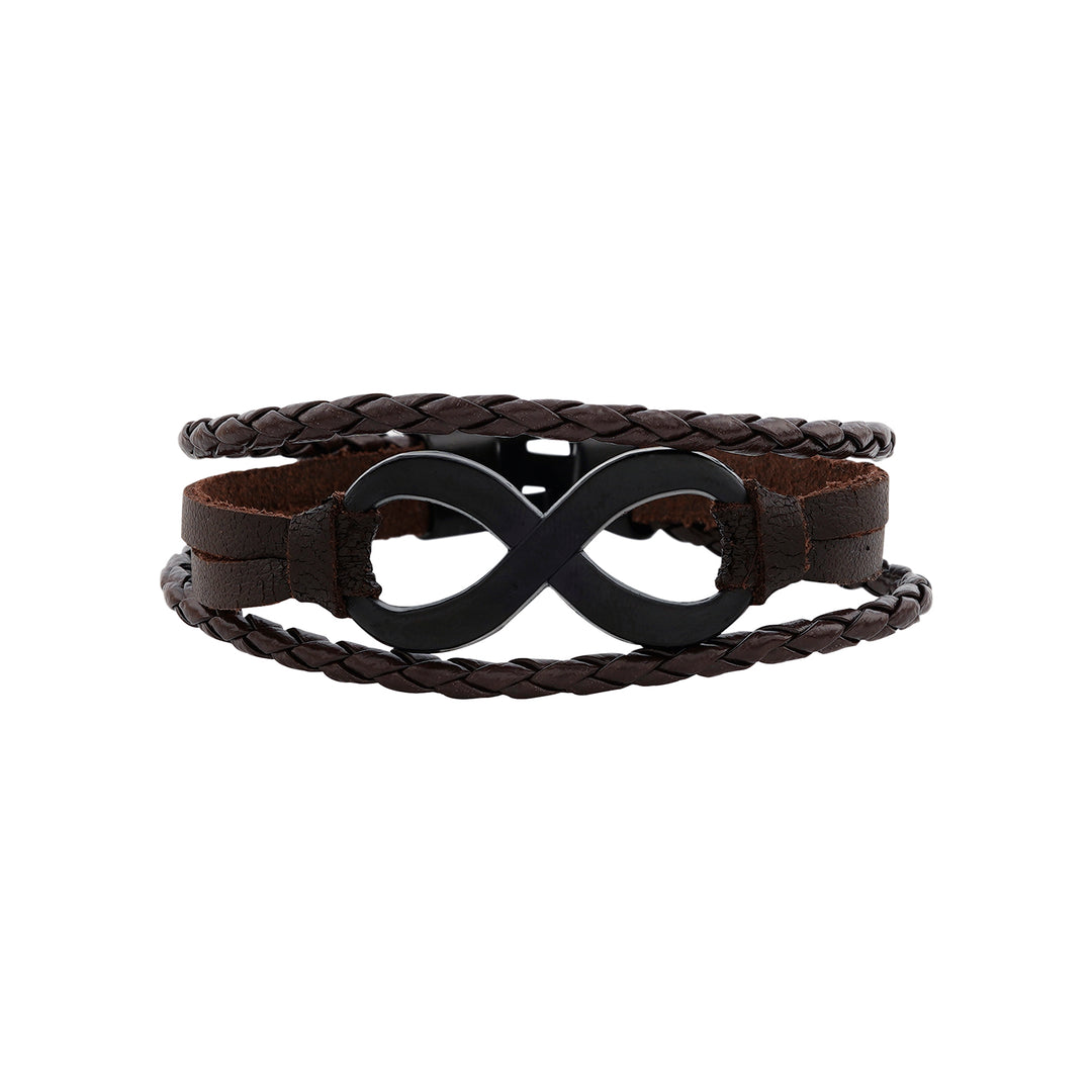 Infinite Men's Brown Leather Bracelet