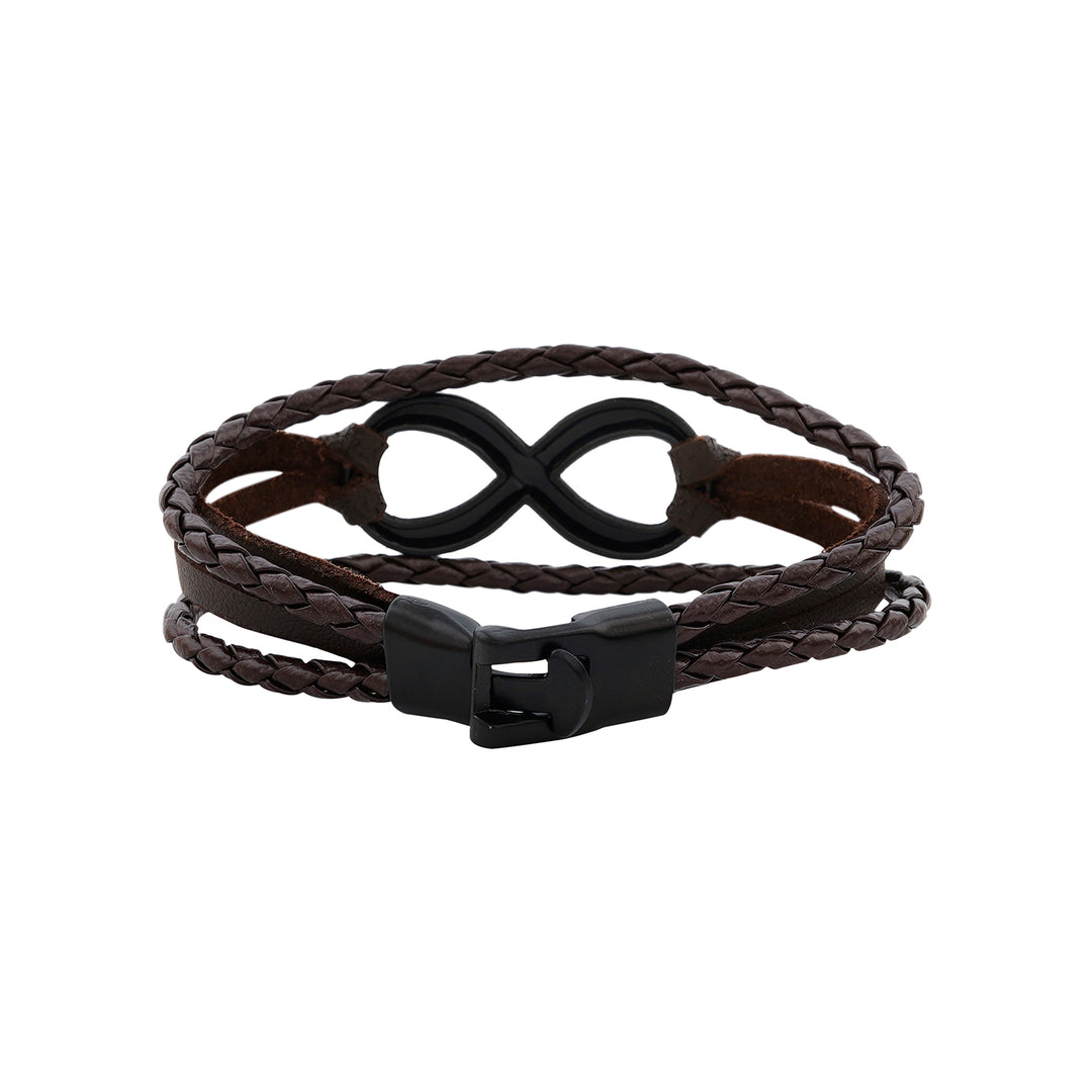 Infinite Men's Brown Leather Bracelet