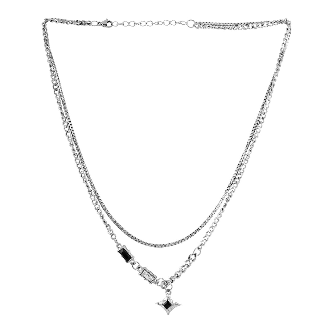 Madmax Men Silver Layered Necklace