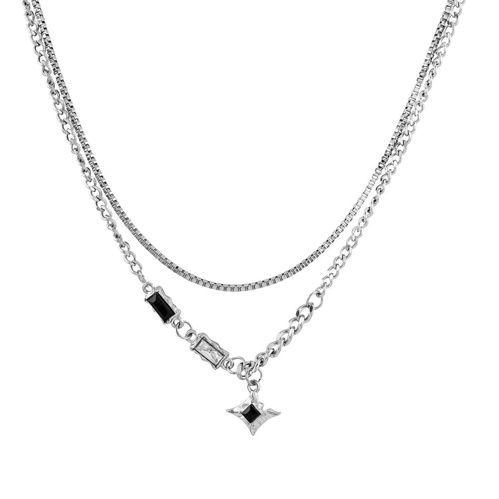 Madmax Men Silver Layered Necklace