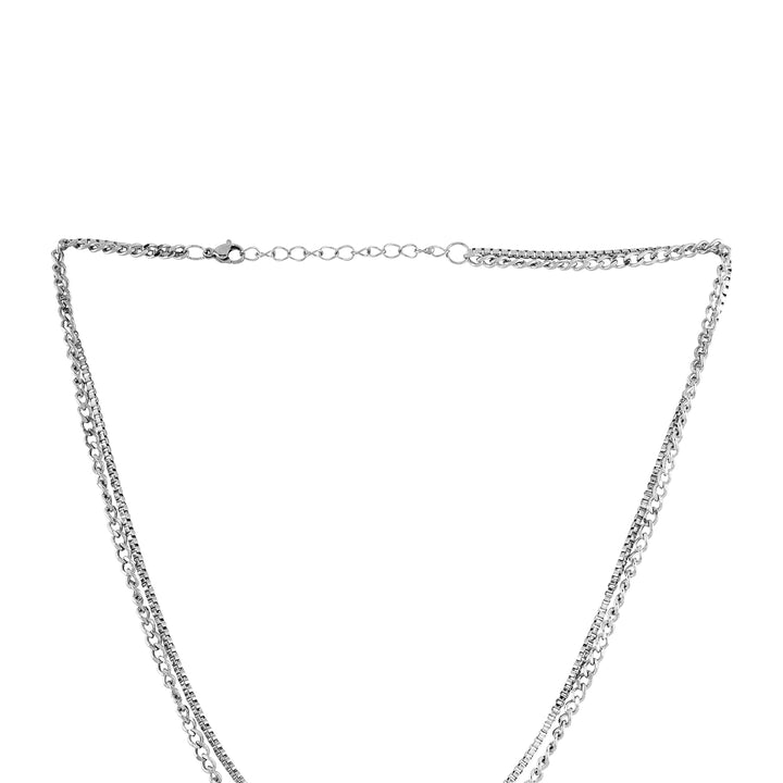 Madmax Men Silver Layered Necklace