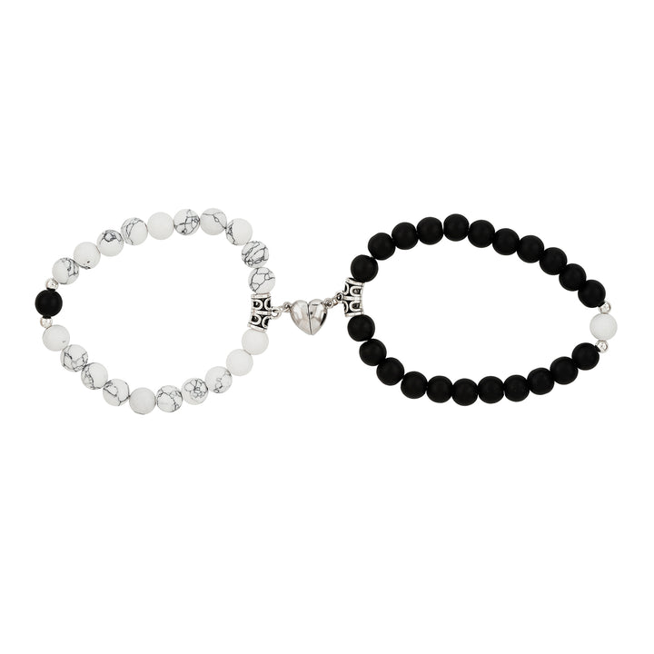New Romantics Black And White Couple Beaded Bracelet