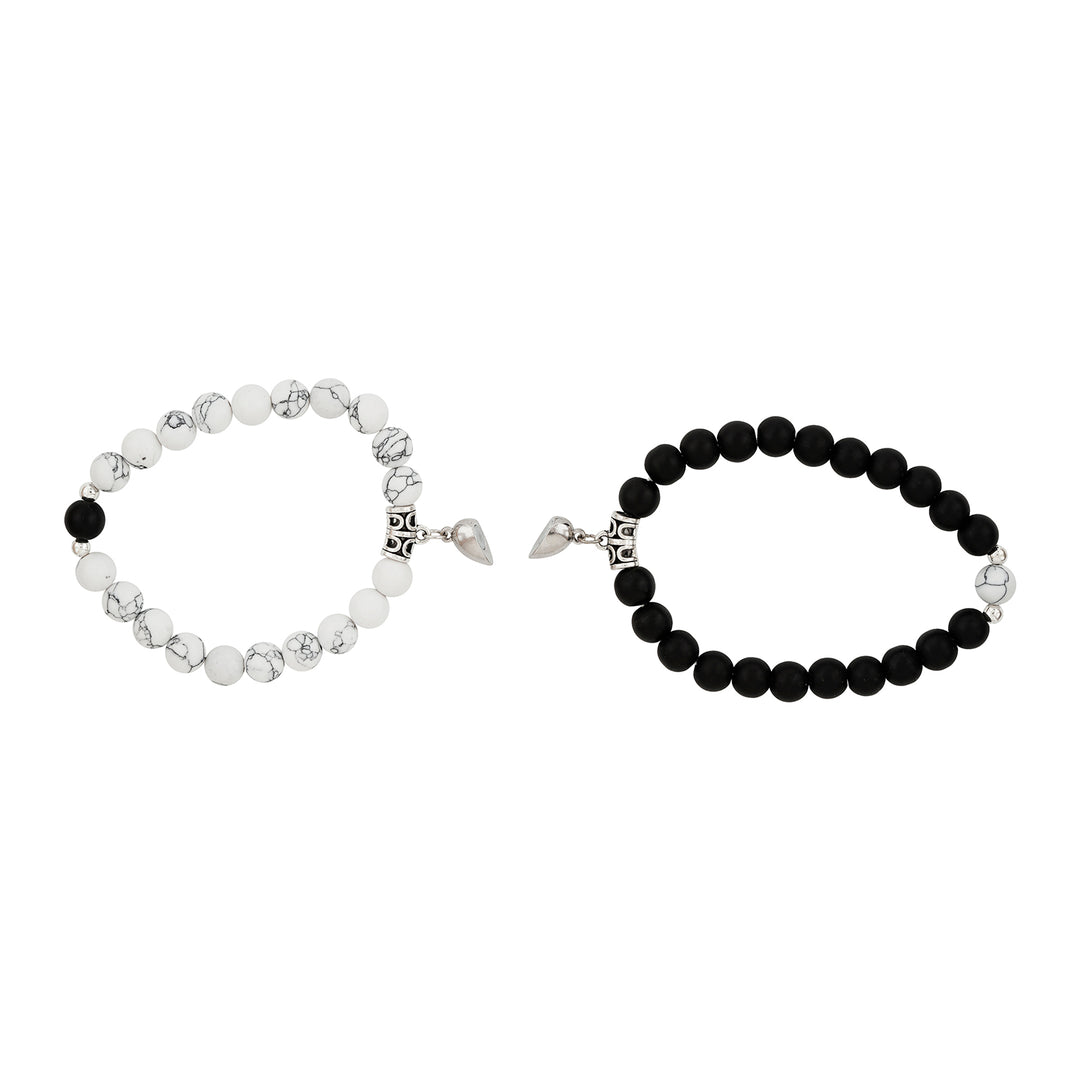 New Romantics Black And White Couple Beaded Bracelet