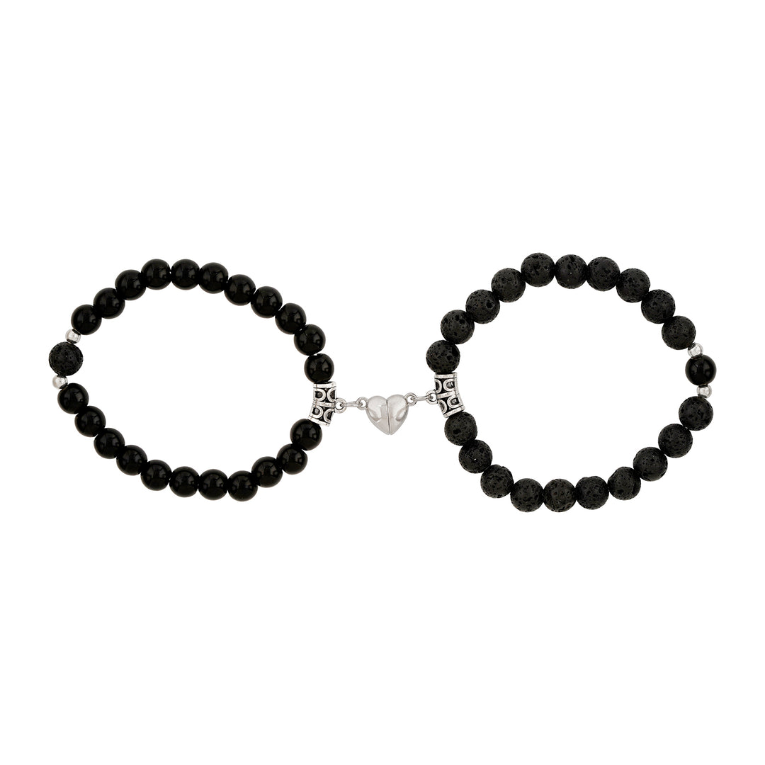 Paper Rings Black Couple Beaded Bracelet