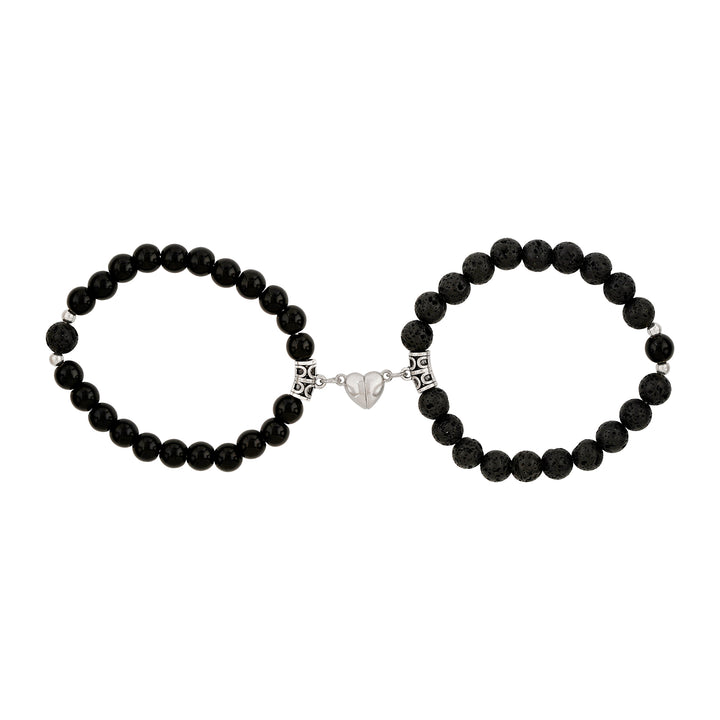Paper Rings Black Couple Beaded Bracelet