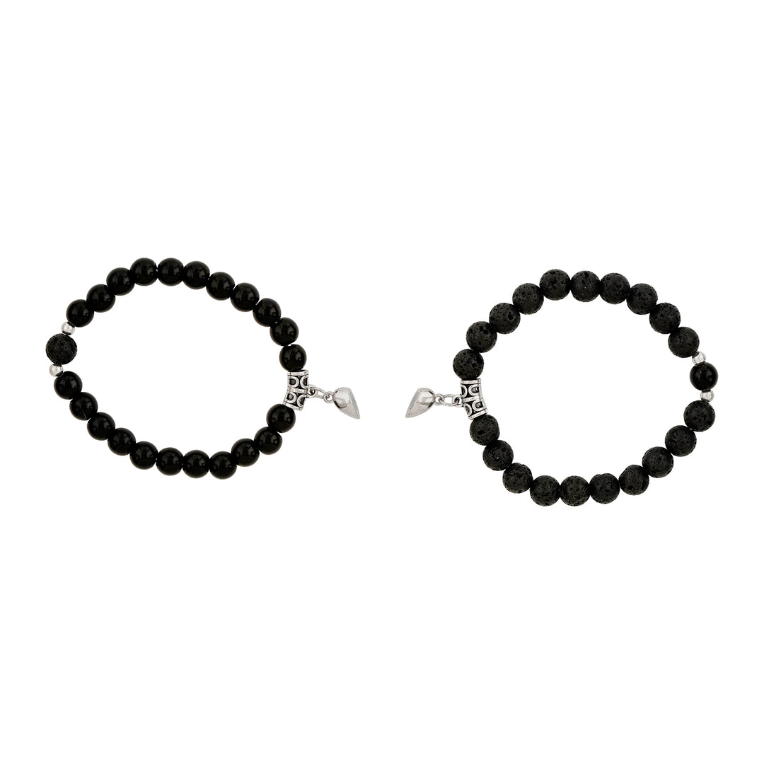 Paper Rings Black Couple Beaded Bracelet