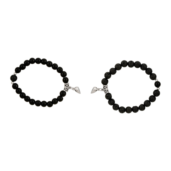 Paper Rings Black Couple Beaded Bracelet
