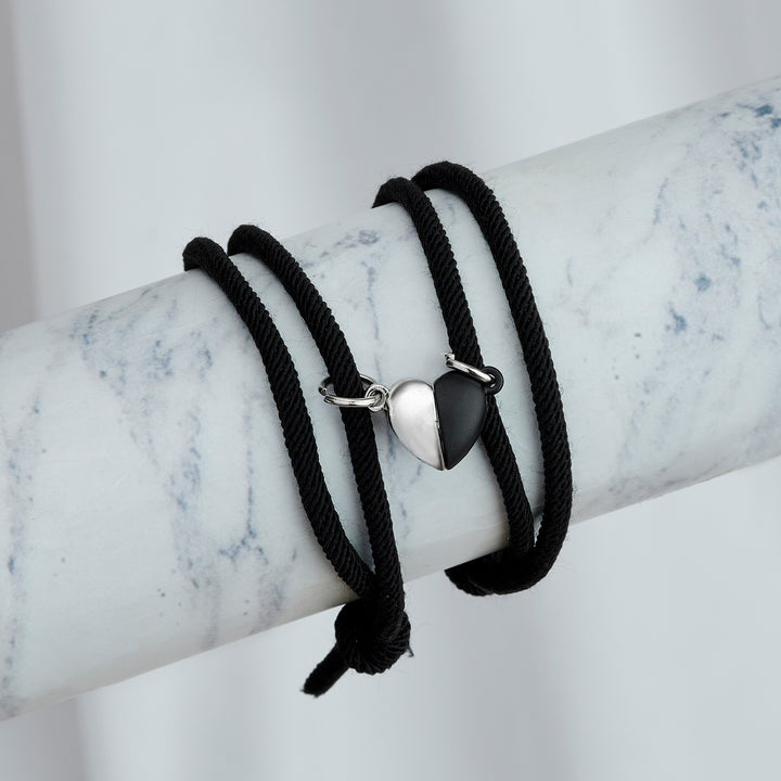 Invisible String Black Couple Beaded Bracelet