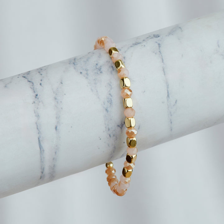 Long Live Pink And Gold Beaded Bracelet