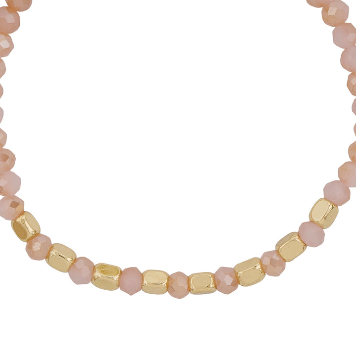 Long Live Pink And Gold Beaded Bracelet