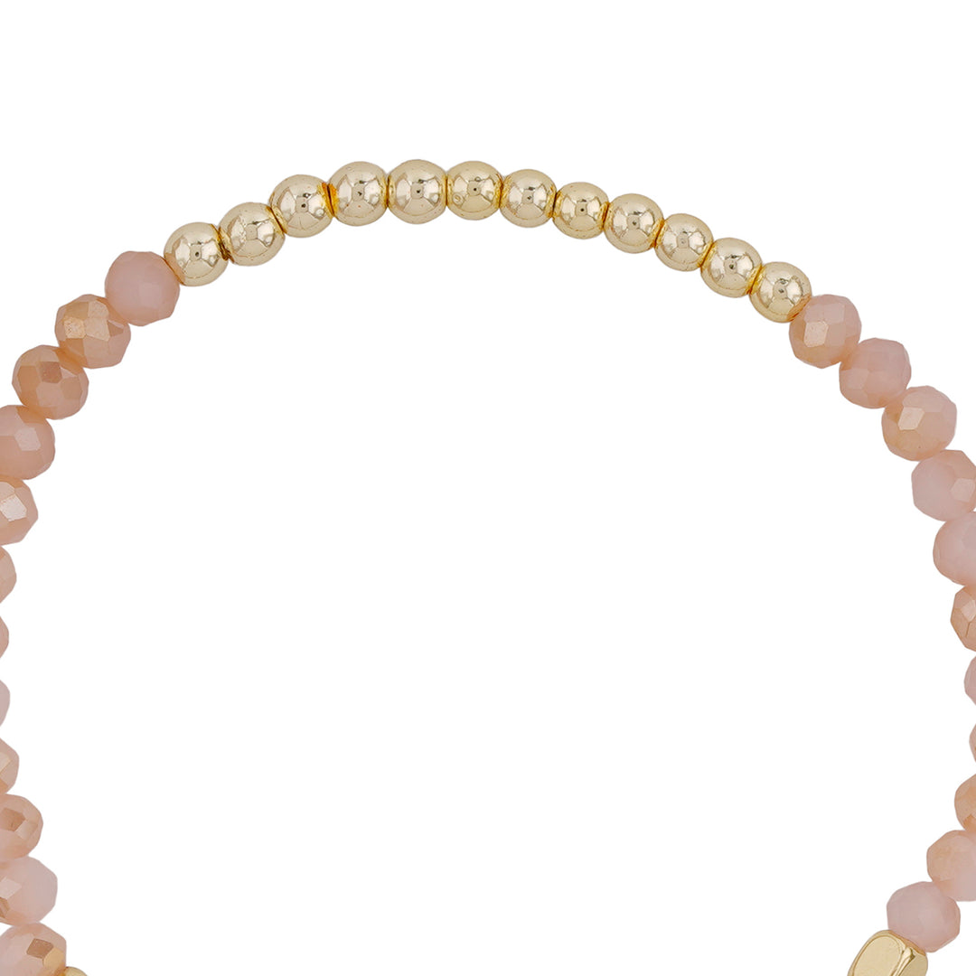 Long Live Pink And Gold Beaded Bracelet