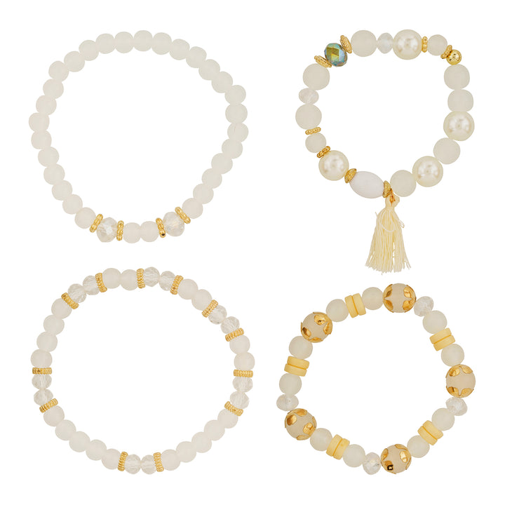 Mirrorball Cream Beaded Bracelet