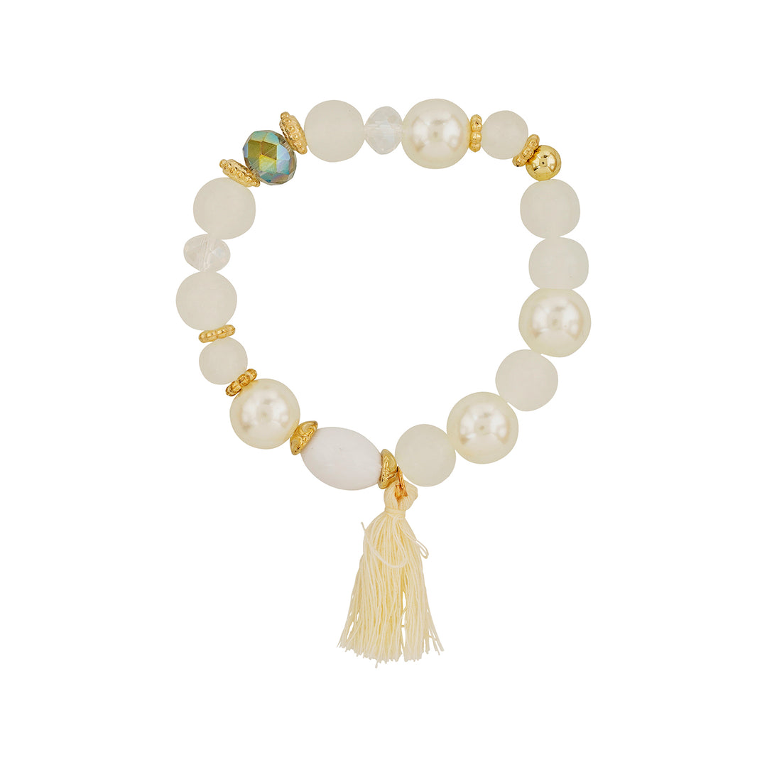 Mirrorball Cream Beaded Bracelet