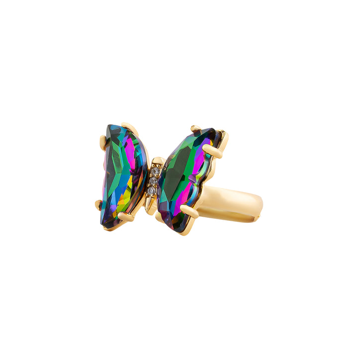 Mabel Butterfly Rainbow Stone Ring
