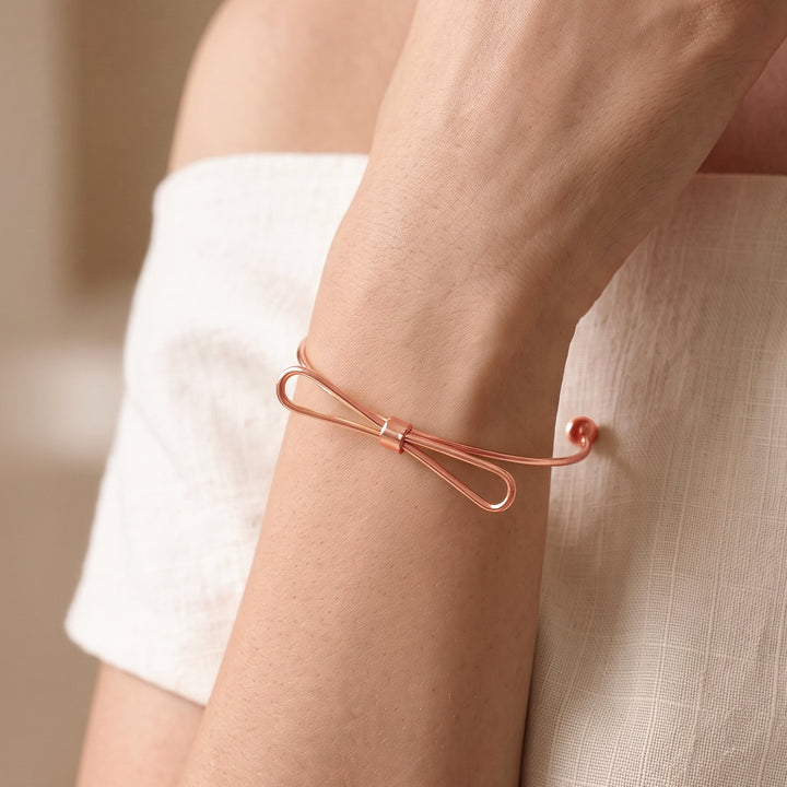Elegant Bow Open Cuff Rosegold Bracelet