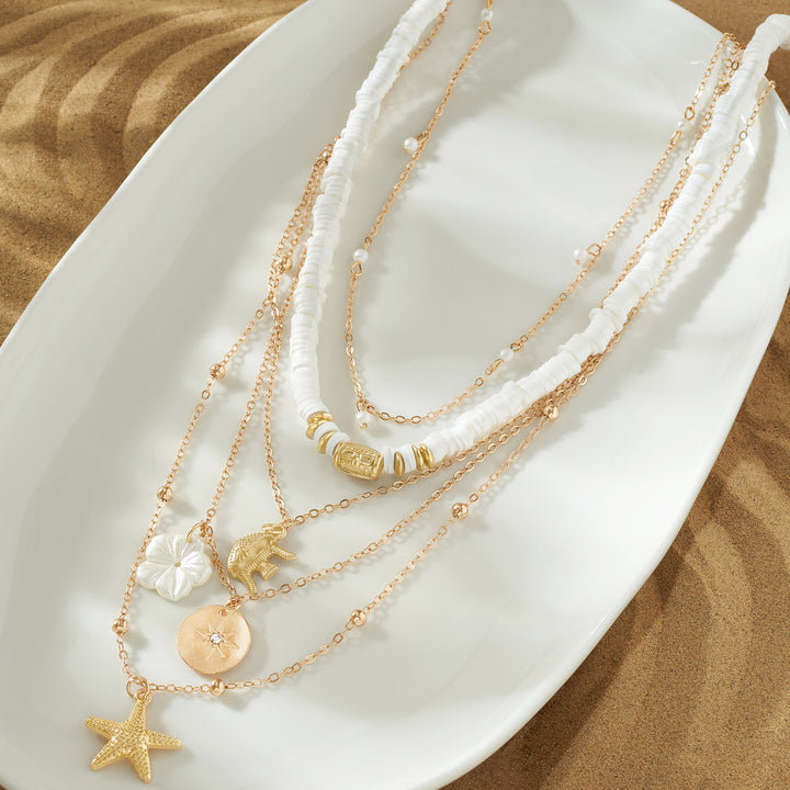 Nessa Gold and White Seashell Layered Necklace