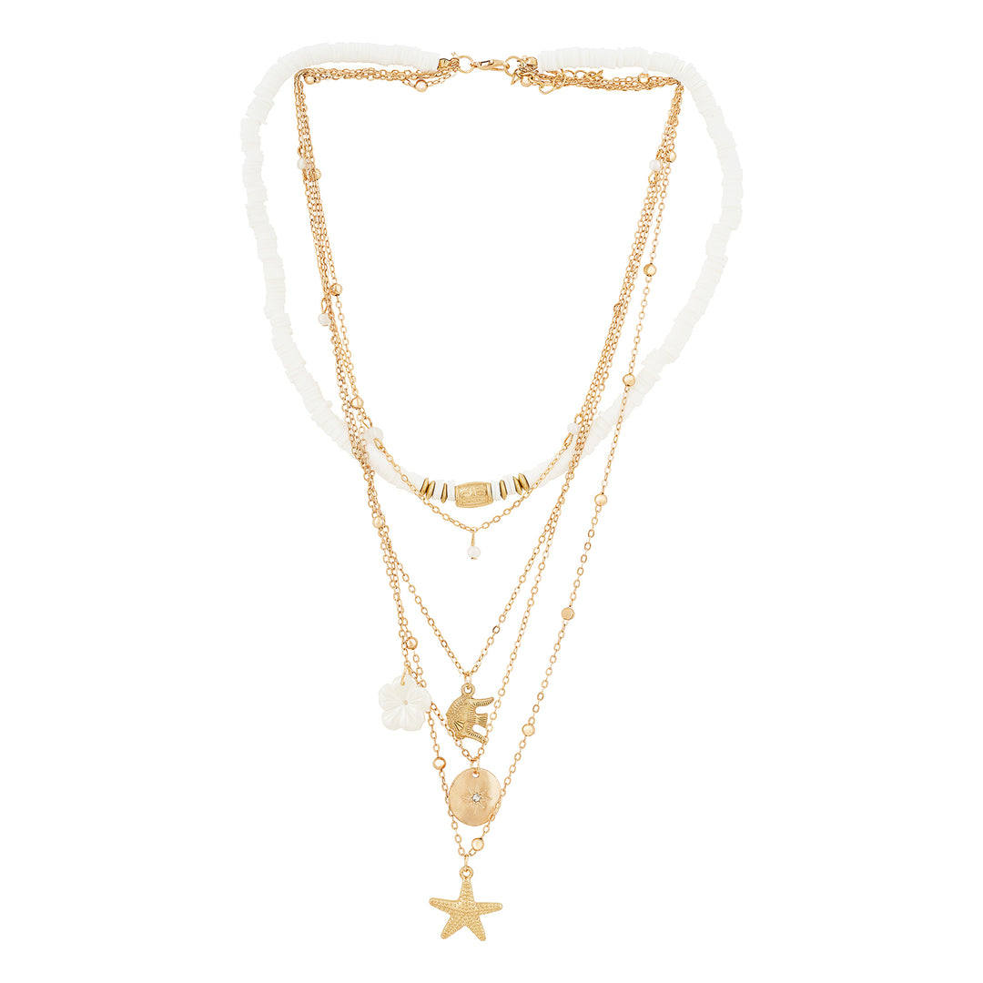 Nessa Gold and White Seashell Layered Necklace