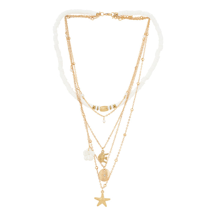 Nessa Gold and White Seashell Layered Necklace