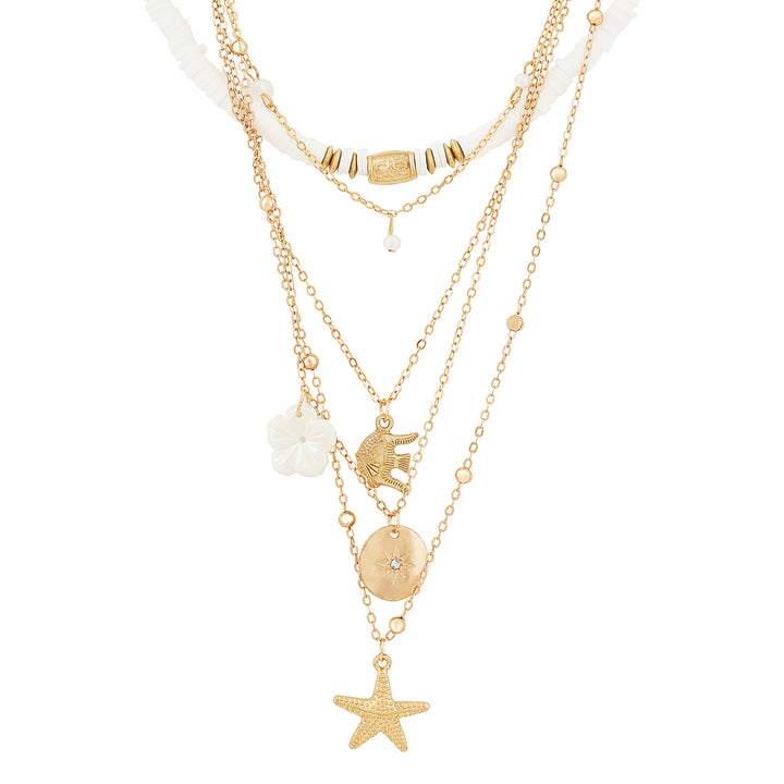 Nessa Gold and White Seashell Layered Necklace