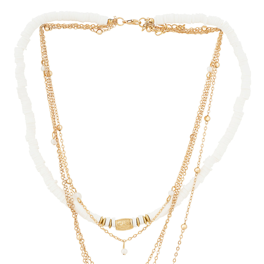 Nessa Gold and White Seashell Layered Necklace