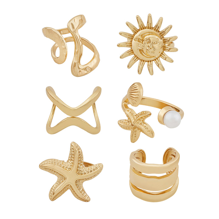 Drifta Gold Seashells Ring Set