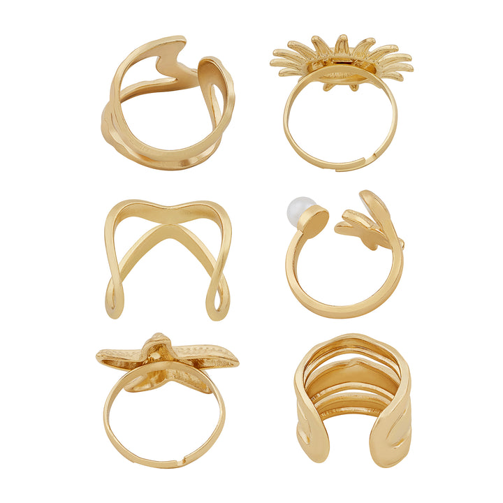 Drifta Gold Seashells Ring Set
