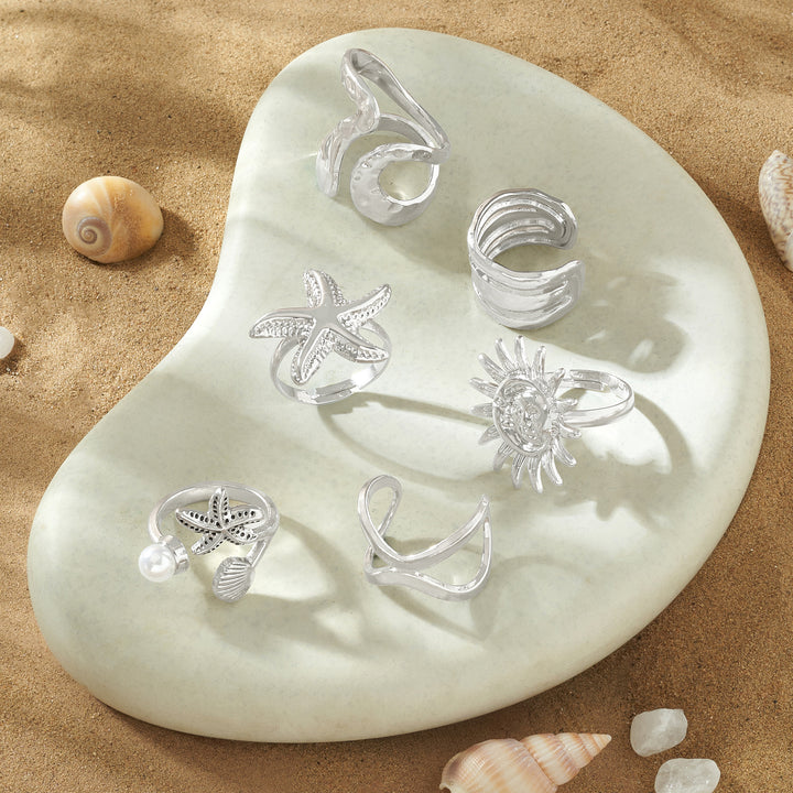 Sway Silver Seashells Ring Set