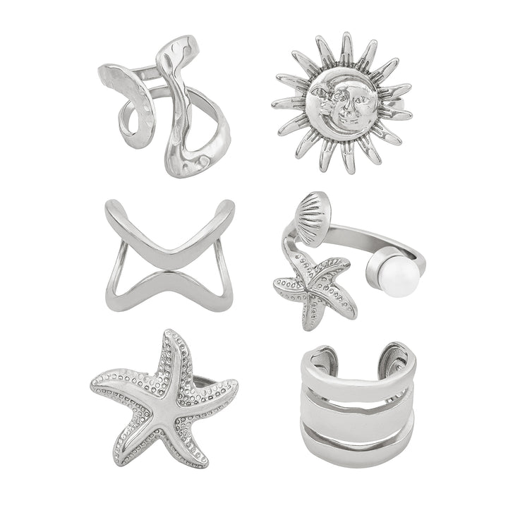 Sway Silver Seashells Ring Set