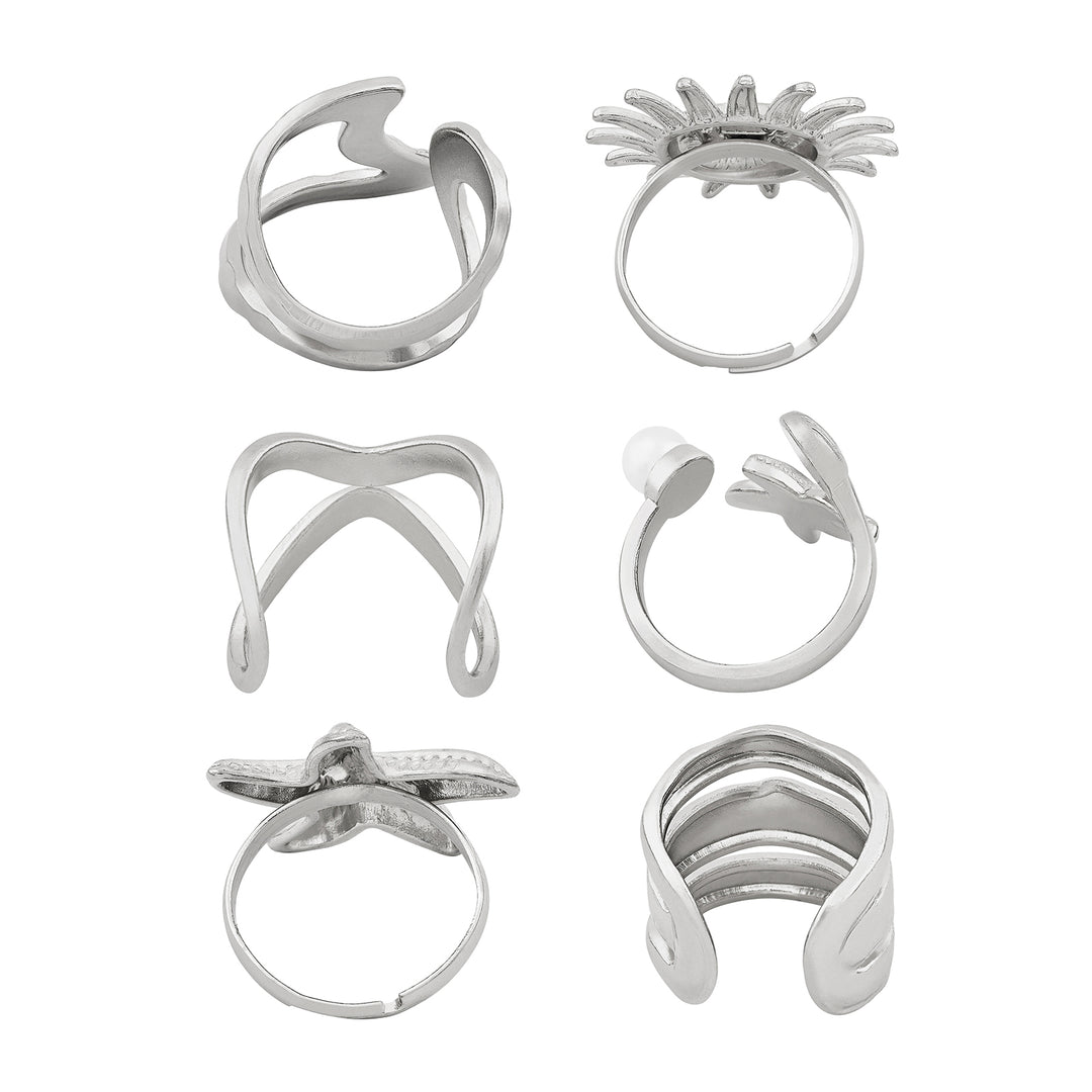 Sway Silver Seashells Ring Set