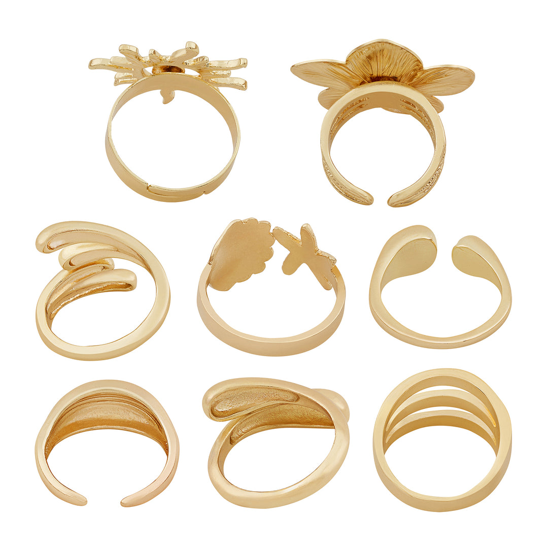 Golden Girl Summer Set of 8 Rings