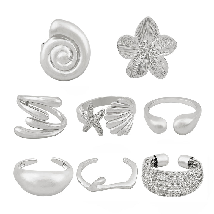 Taliah Silver Seashell Ring Set