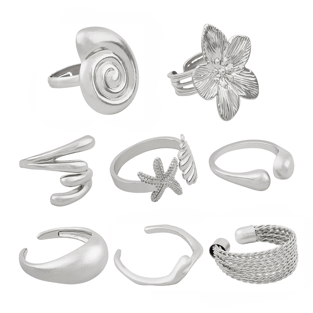 Taliah Silver Seashell Ring Set