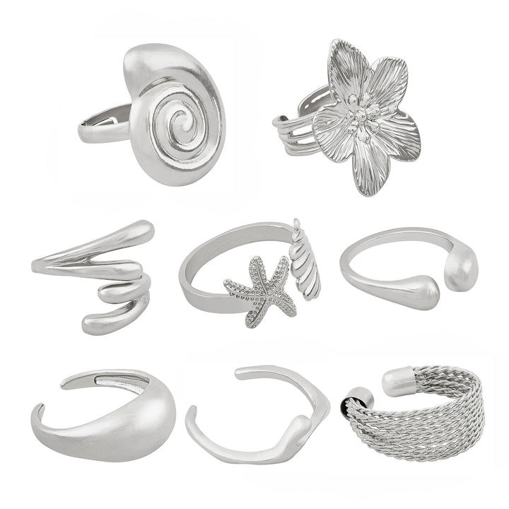 Taliah Silver Seashell Ring Set